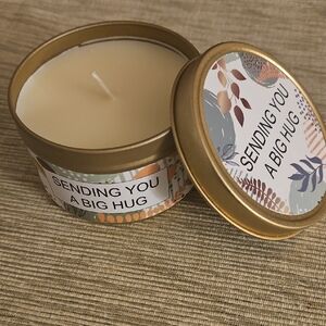 Gold Tin Candle. " Sending You A Big Hug".